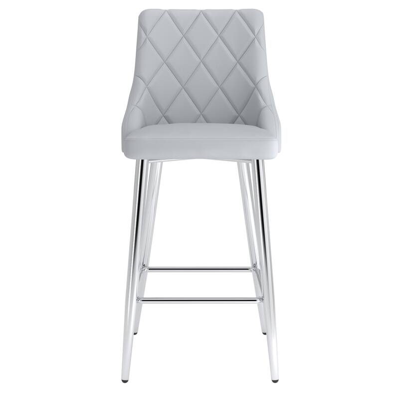 Contemporary Faux Leather and Metal 26" Counter Stool, Set of 4