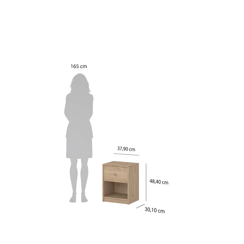 Modern 1 Drawer Nightstand - Square Cabinet, White Finish, Compact Bedside Table for Bedroom, Office, Living Room
