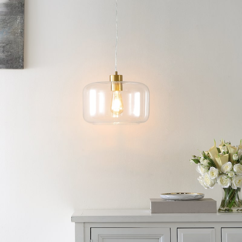 SAFAVIEH Lighting Dashurie 11-inch Pendant - 11" W x 11" D x 11-83" H - Gold/Clear - 11Wx11Dx83H