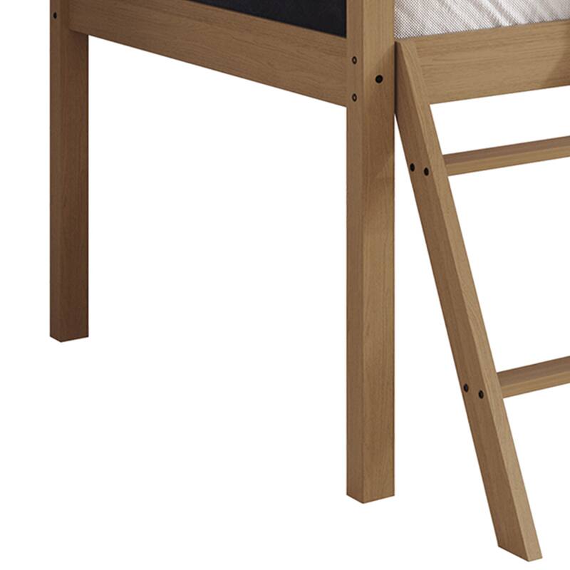 CraftPorch Classic Twin Low Loft Bed with Chalkboard, Slide and Ladder