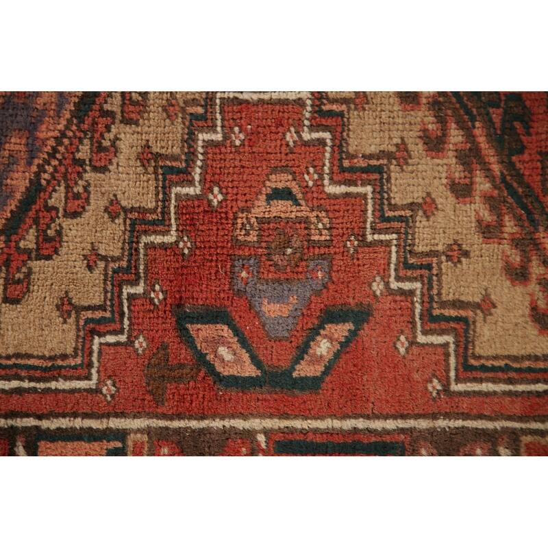 Orange Ardebil Persian Vintage Runner Rug Handmade Tribal Wool Carpet - 3'2"x 10'3"