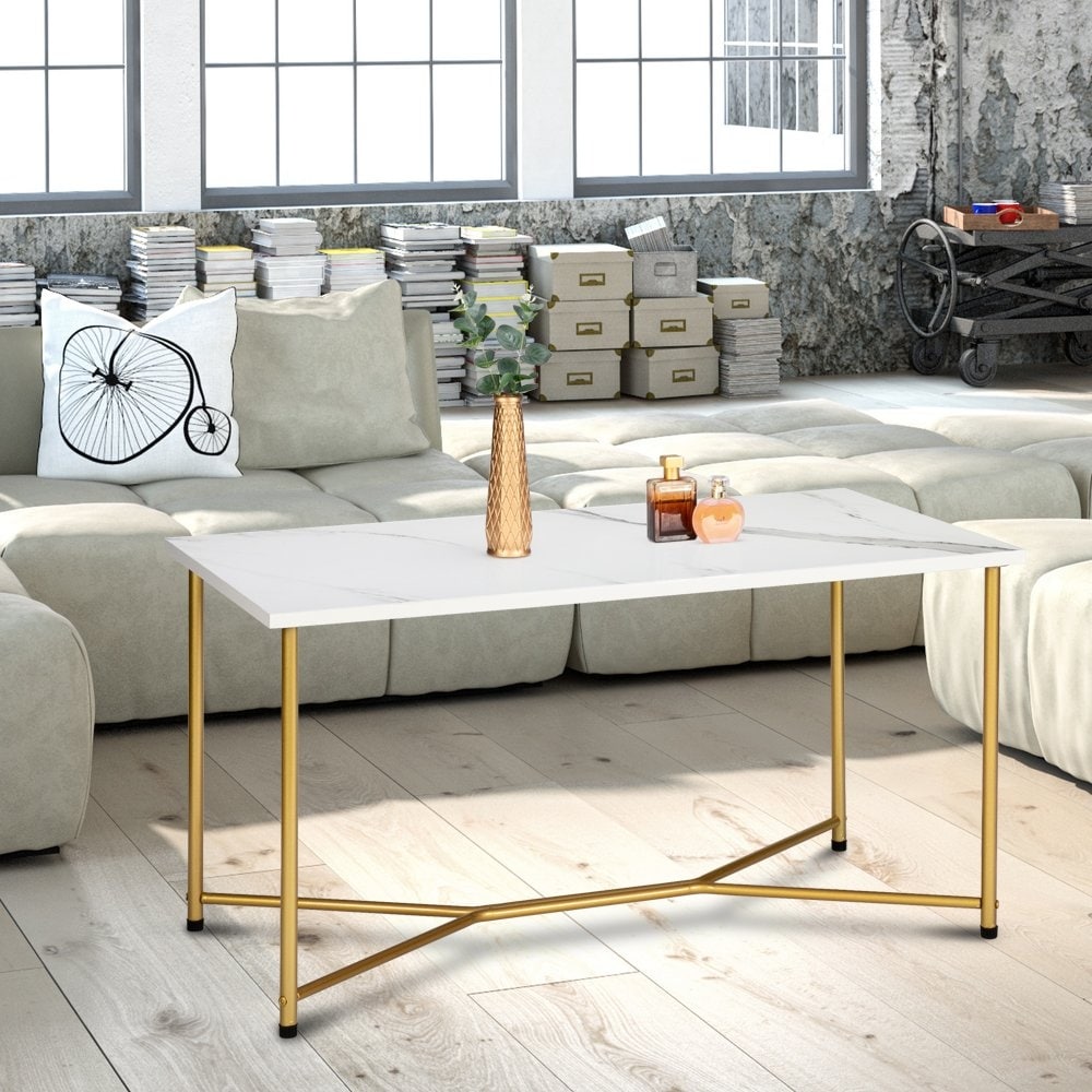 Featured image of post Marble And Gold Coffee Table Rectangle : Rectangle coffee table black, marble table top ash grey table base sleek, clea.
