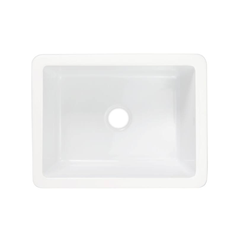 Eden Crisp White Fireclay 23" Undermount Single Bowl Kitchen Sink with Pfirst Faucet Kit
