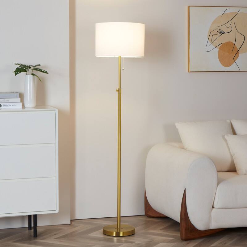 KAWOTI 65inch Modern Adjustable Standard Floor Lamp with White Drum Shade