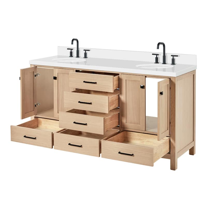 Ariel A067DWQOVO Cambridge 67" Free Standing Double Basin Vanity Set