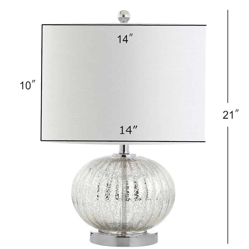 Judith 21" Mercury Glass LED Table Lamp, Silver/Ivory by JONATHAN Y