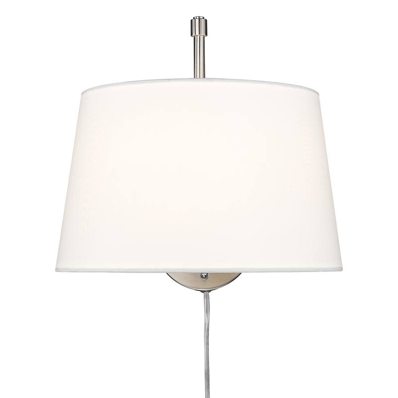Wry Lighting Ryleigh 1-light Swing Arm Wall Lamp in Pewter and Modern White shade - 1 Light Articulating Wall Sconce