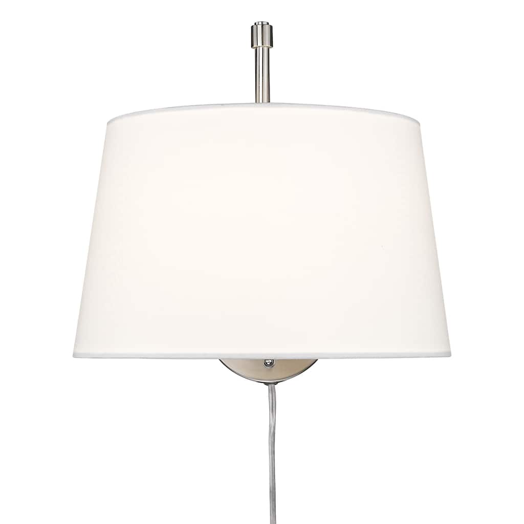 Wry Lighting Ryleigh 1-light Swing Arm Wall Lamp in Pewter and Modern White shade - 1 Light Articulating Wall Sconce