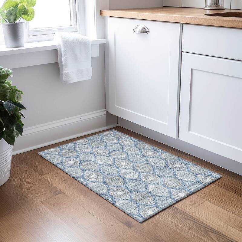 Machine Washable Indoor/ Outdoor Boho Mosaic Chantille Rug