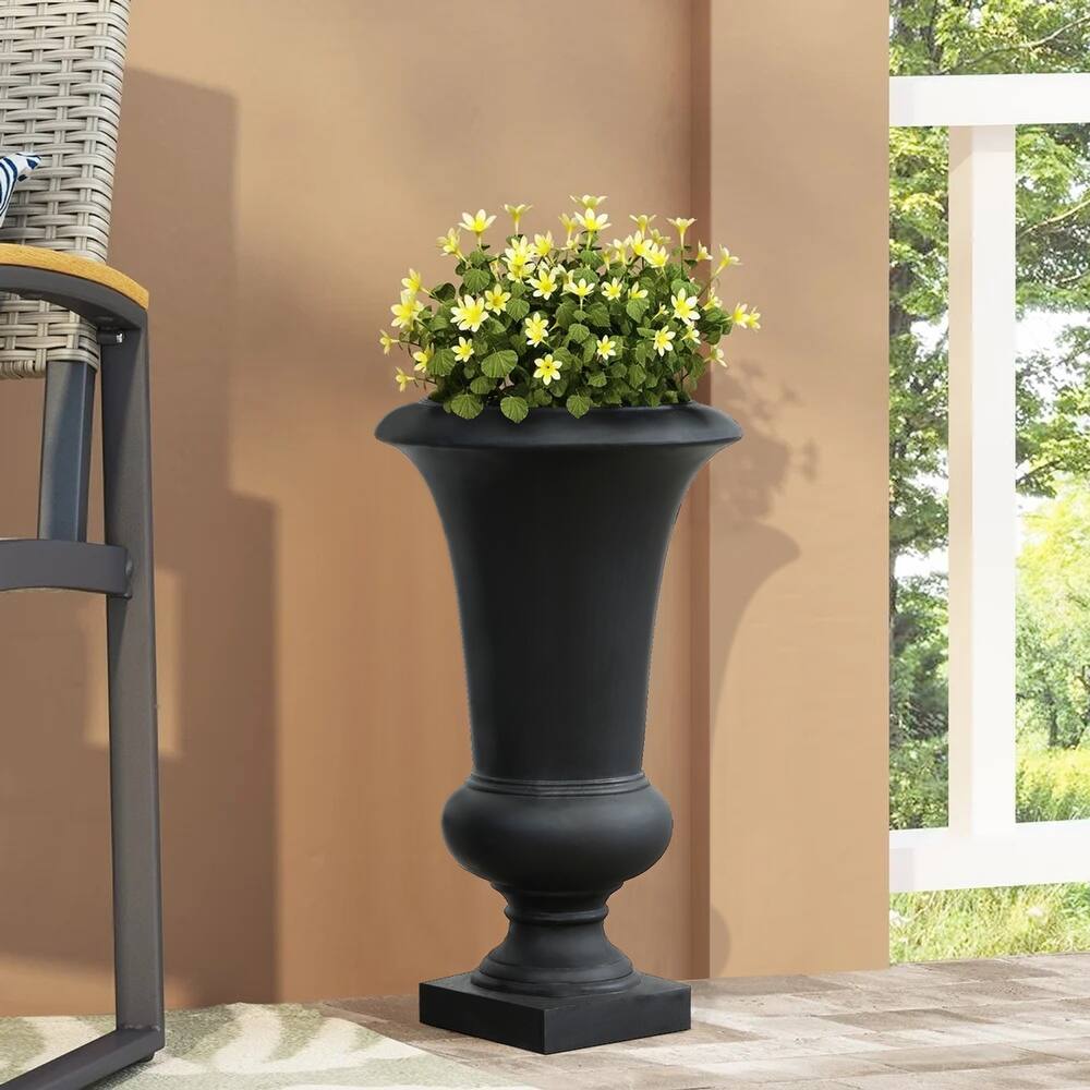 22.75" H Handmade Fiber Stone Tall Urn Planter Pot
