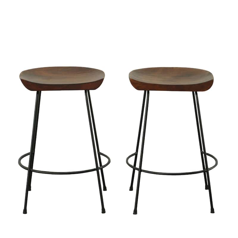 Curved Counter Stools - 24.5" - Brown and Black - Set of 2