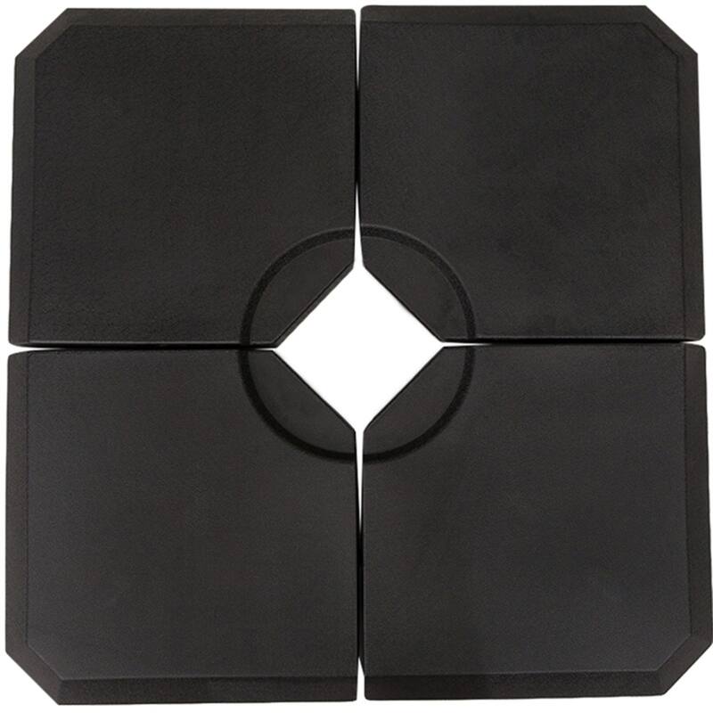 HDPE Offset Patio Umbrella Base Weight Set 4 Piece Sand or Water Fillable for 9 to 10 Foot Umbrellas - Black