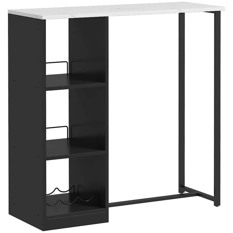 Bar Table with 3-bottle Wine Rack, 3 Storage Shelves