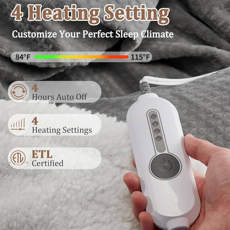 Electric Waffle Fast Heating Flannel Blanket, Grey