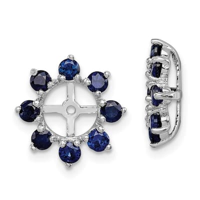 Curata 925 Sterling Silver Polished 14mm Created Blue Sapphire Earrings Jacket
