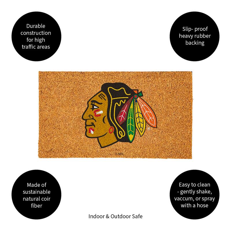 Coir Door Mat, 16"x 28", Chicago Blackhawks - 28" x 16"
