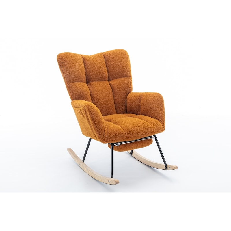 Fabric Rocking Chair With Adjustable Footrest