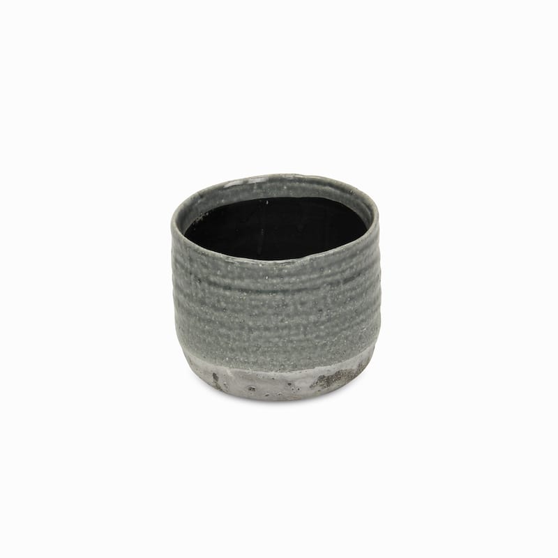 Medea Gray Ceramic Two-toned Round Pot - Medium