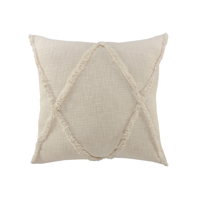 Solid Decorative Diamond Tufted Cotton Throw Pillow