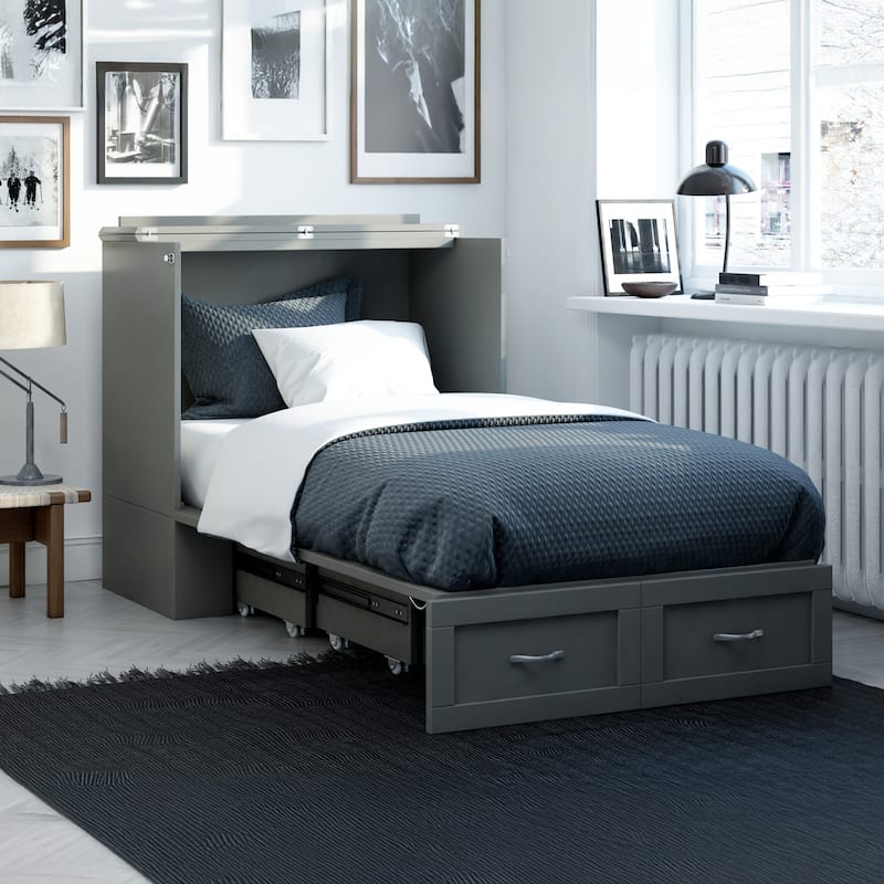 Hamilton Murphy Bed Chest with Mattress and Storage Drawer