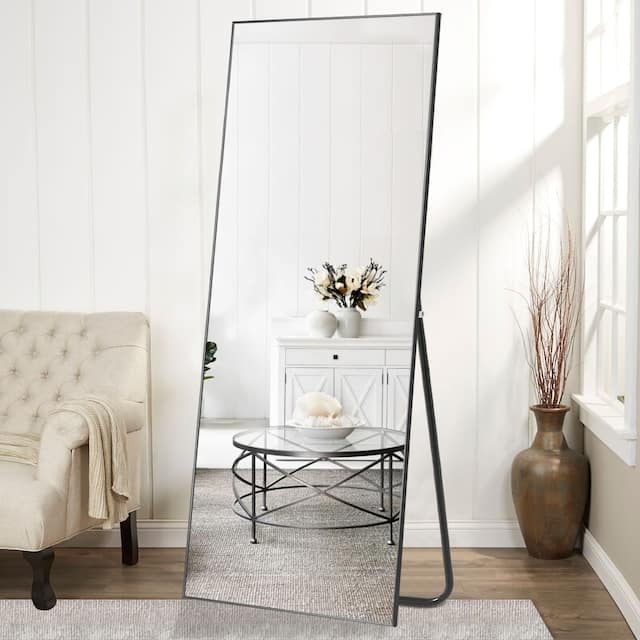 Carson Carrington Paaskynen Aluminum Alloy Full Length Floor Mirror - 71x28 - Black