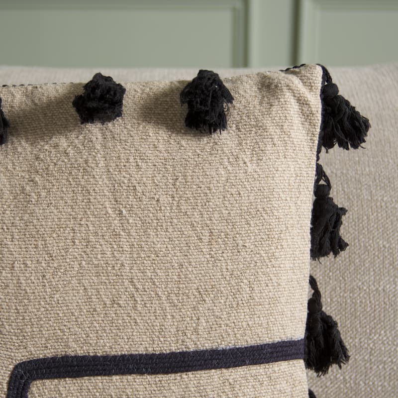 SAFAVIEH Home Nara 16-inch Beige/Black Linen Pillow