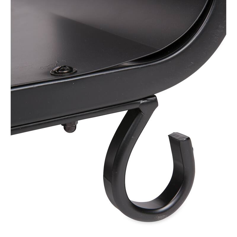 Compact Log Rack, Cast Iron with Scrollwork Design - Black