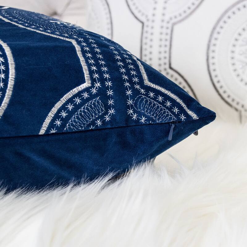 Holiday Blue Velvet Throw Pillow