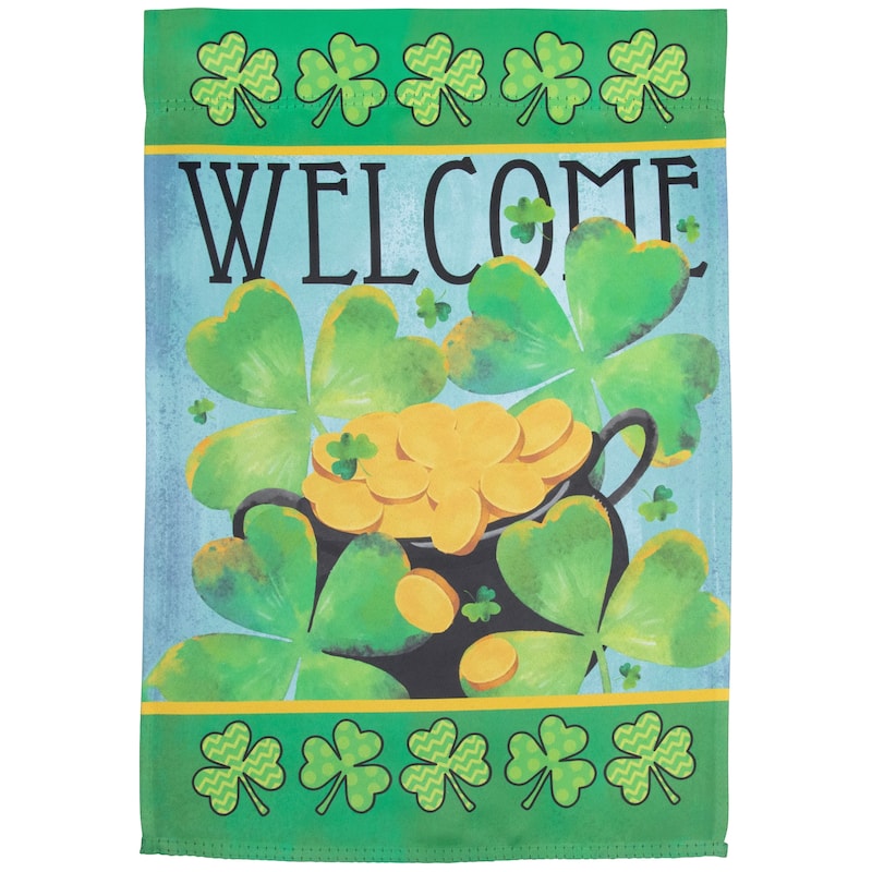 Pot of Gold "Welcome" St. Patrick 's Day Garden Flag 12.5" x 18"