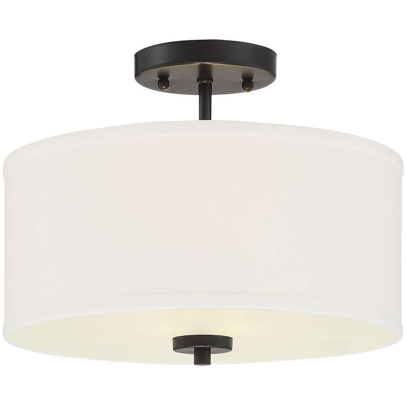 Meridian M60008 2 Light 13" Wide Semi-Flush Drum Ceiling Fixture - Matte Black