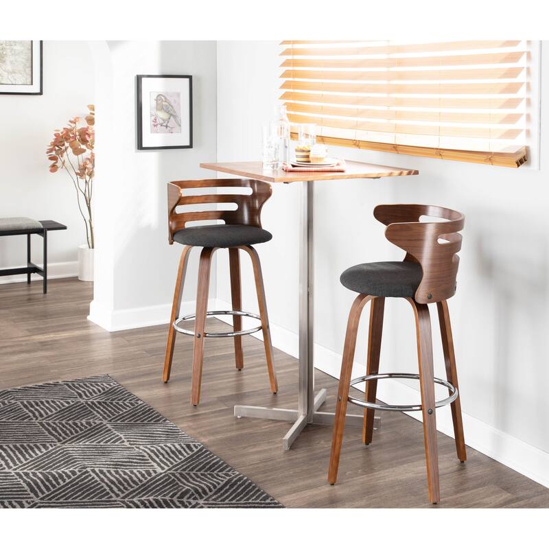 Carson Carrington Cranagh 30" Fixed-Height Bar Stool with Bent Wood Legs & Round Footrest (Set of 2)