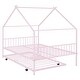 preview thumbnail 14 of 13, Metal Adorable House Full Size House Bed with Twin Size Trundle Bed,Kids and Baby
