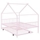preview thumbnail 14 of 13, Metal Full Size House Bed with Twin Size Trundle
