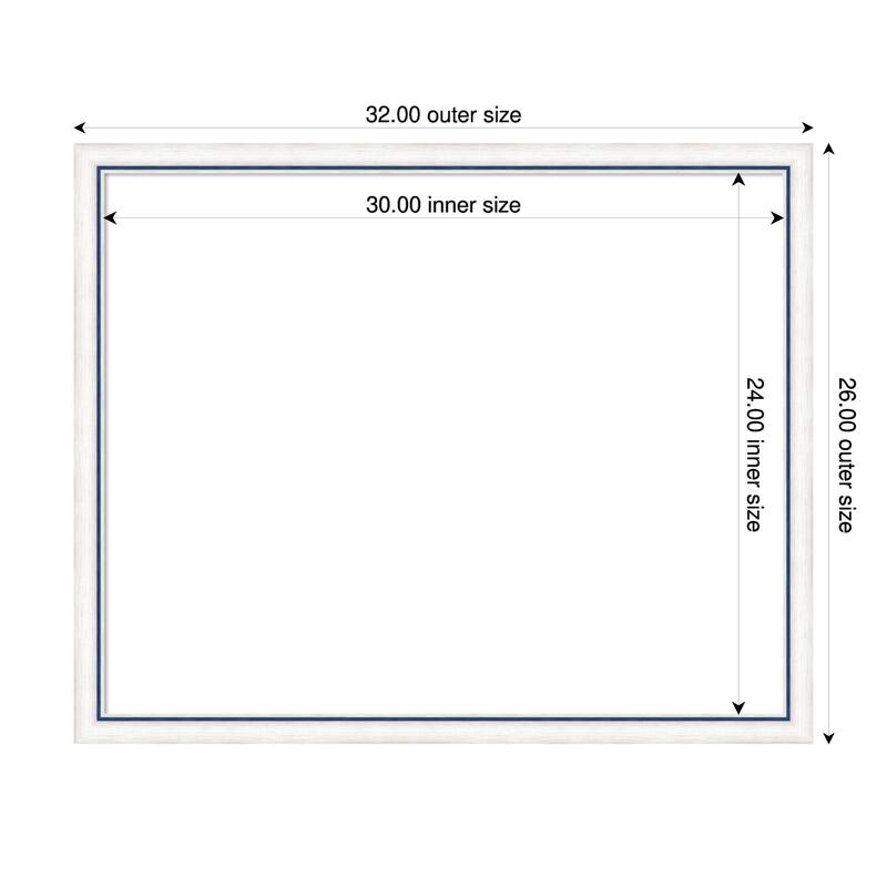 Amanti Art Morgan White Blue Framed Dry Erase Magnetic Board - 32 x 26 in - Morgan White Blue