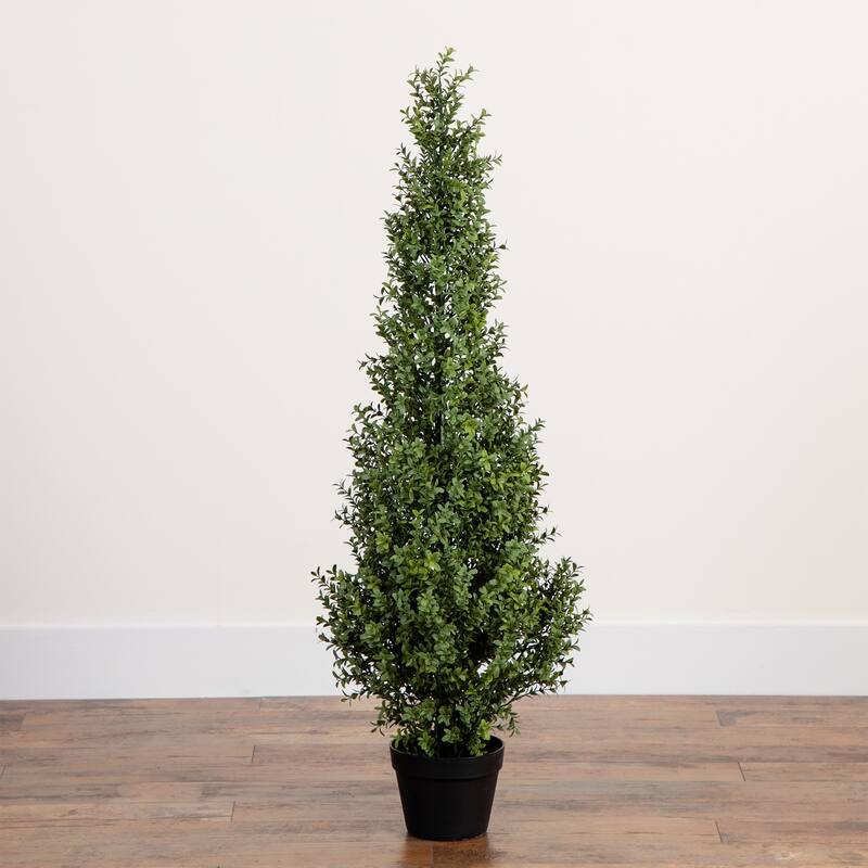 Boxwood Topiary Artificial Potted Tree - 4'