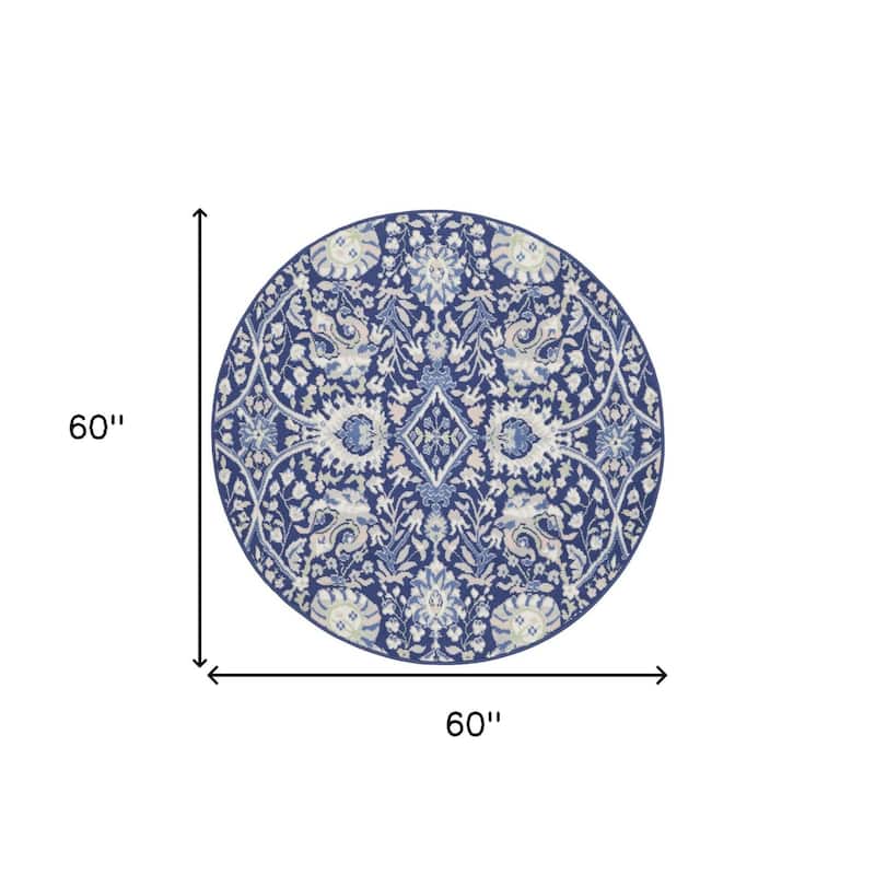 Power Loomed Geometric Floral Traditional Stain Resistant Area Rug - 60' X '60' X '0.39