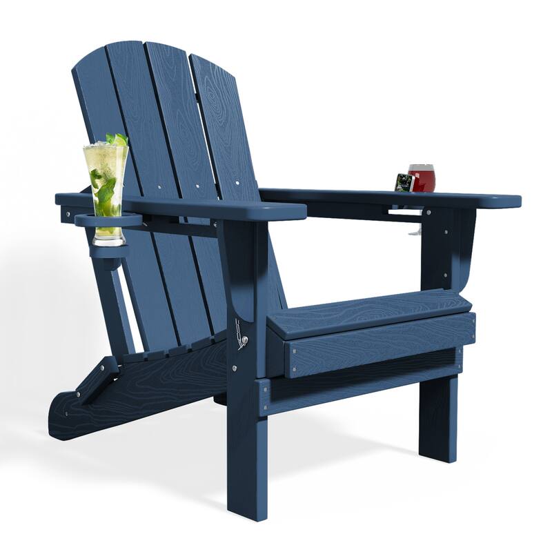 Foldable HDPE Adirondack Chair with Dual Cup Holders