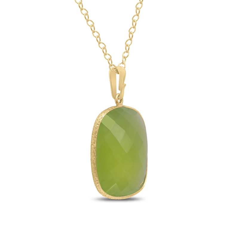 Marquee Jewels Green Agatate Cushion Pendant in Plated Sterling Silver