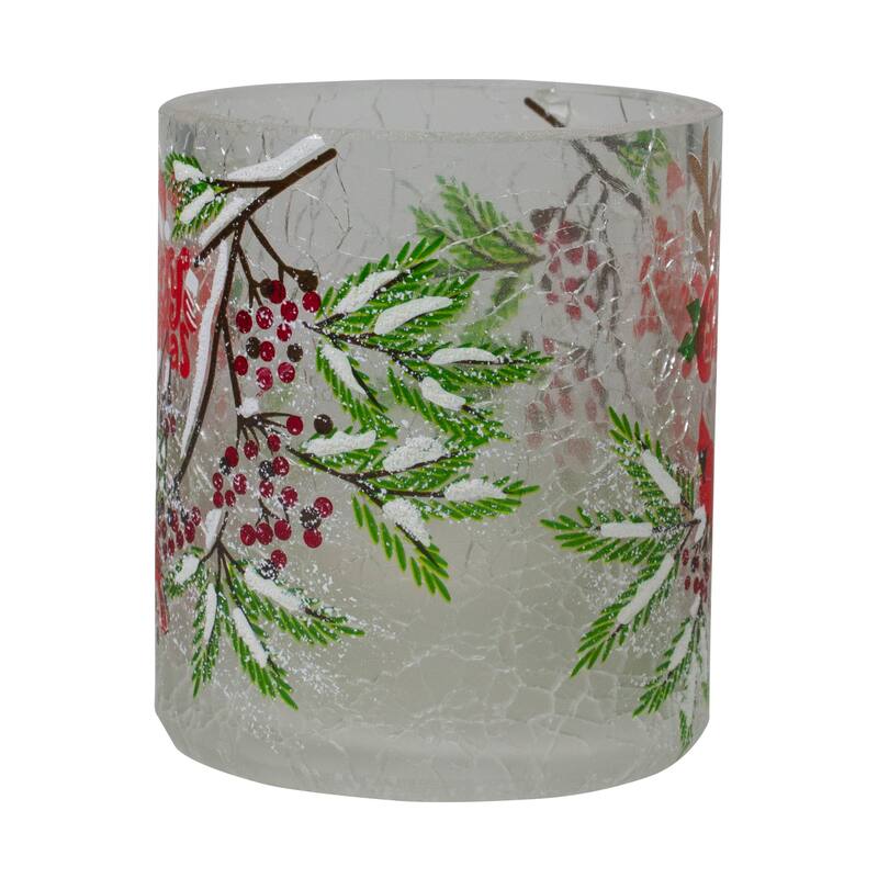2.75-Inch Cardinal Pine H Painted Flameless Christmas Candle Holder