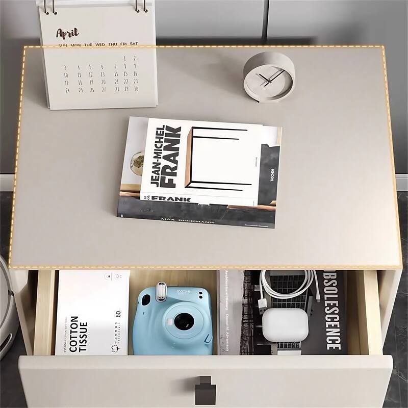 Modern White Pine Nightstand with Two Drawers