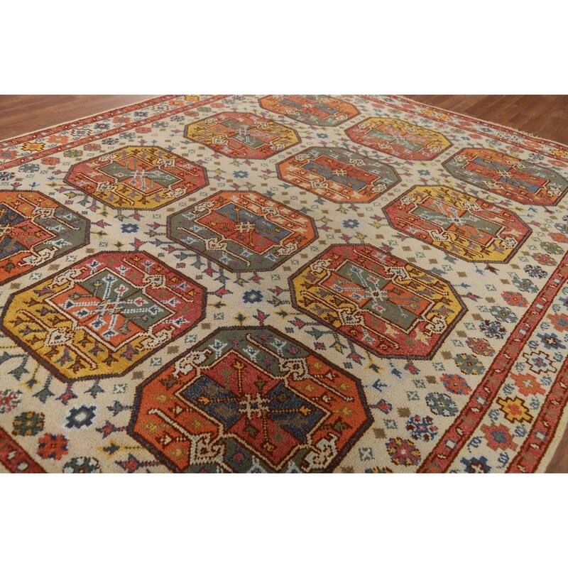Elephant Feet Heriz Serapi Indian Area Rug Hand-Knotted Wool Carpet - 7'9" x 9'11"