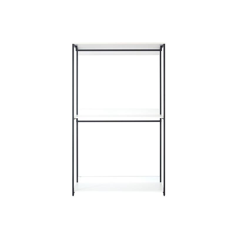 Cox Modular Closet System, 3 Wide White Board Shelves and Black Metal Frame