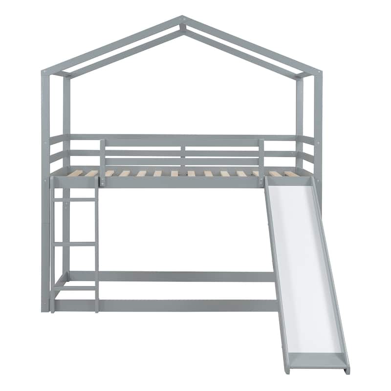 Bunk Bed with Roof, Slide and Ladder