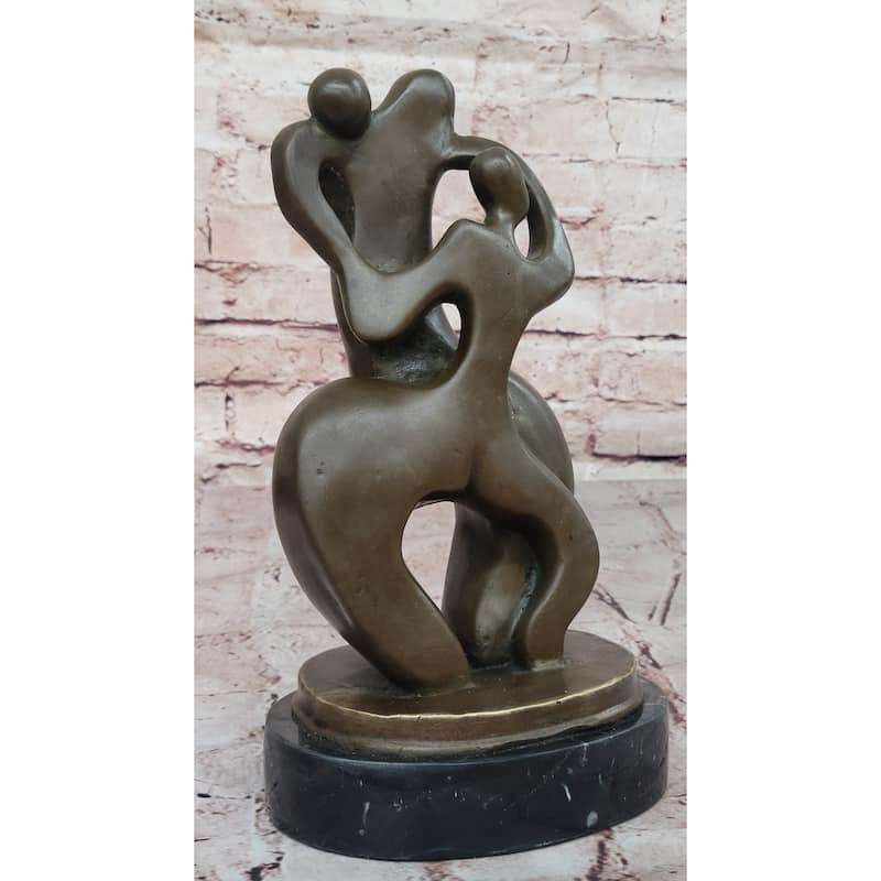 Abstract Bronze Sculpture Of Embracing Figures – Contemporary Art On Marble Base