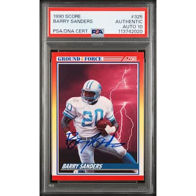 Barry Sanders 1990 Score Ground Force Signed Card #325 Auto Graded PSA 10 742020 - 8' x 11'