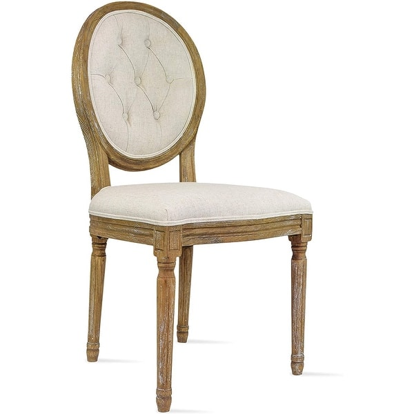 Antique white Louis XVI French dining chair oval back