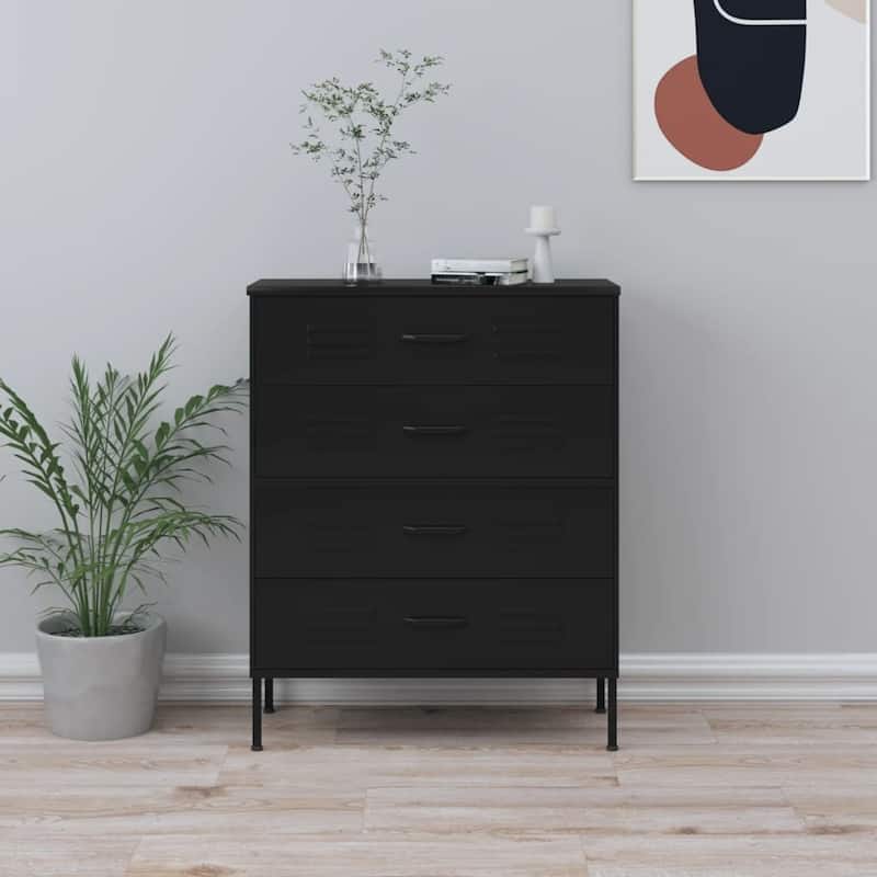 vidaXL Chest of Drawers Dresser for Bedroom Sideboard Storage Cabinet Steel