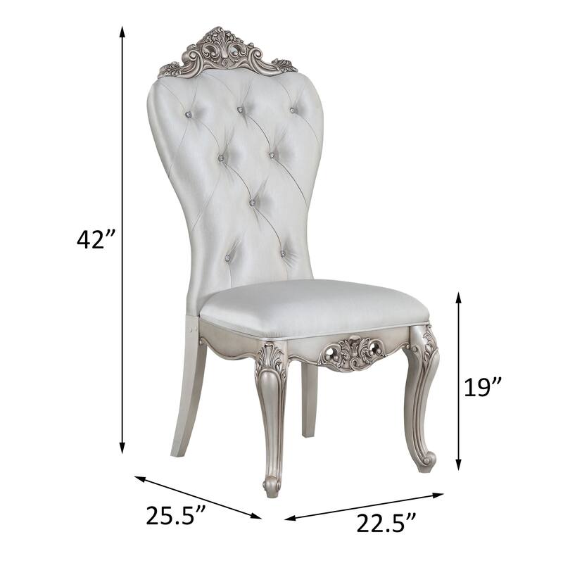 Cream and Golden Ivory Tufted Side Chairs (Set of 2)
