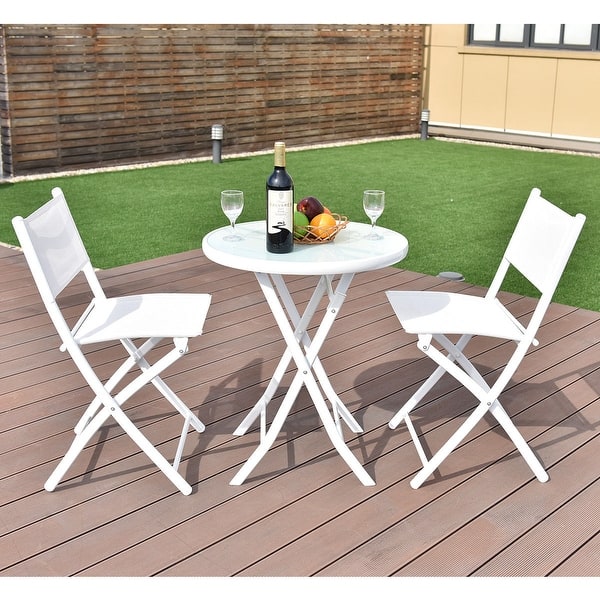 Costway 3 Pcs Folding Bistro Table Chairs Set Garden Backyard Patio - On  Sale - Overstock - 18299470