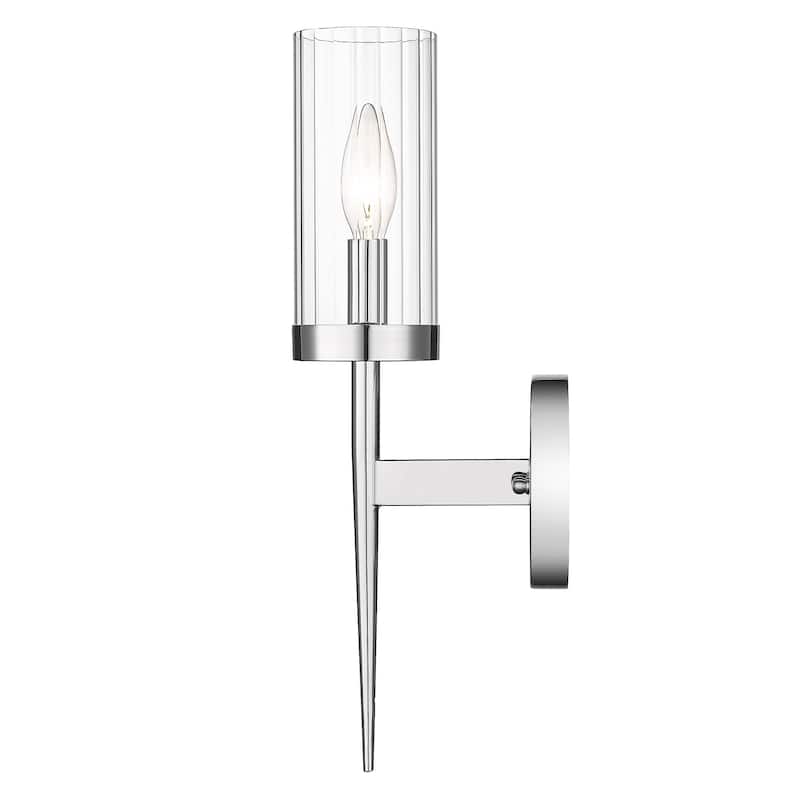 1-Light Chrome Iron Wall Sconce With A Clear Glass Shade